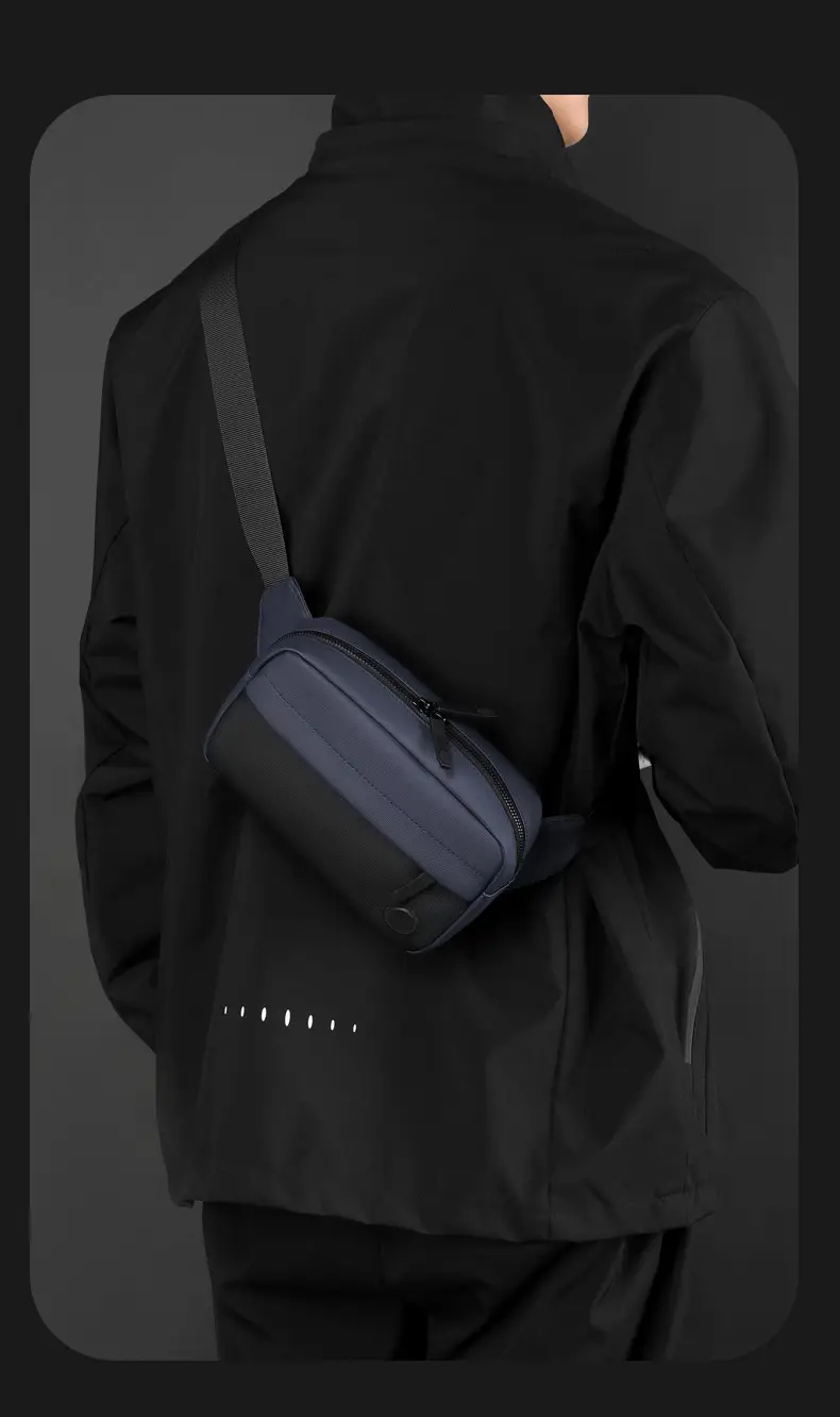 Men's Navy Blue Crossbody Chest Bag Large Capacity — feature 5