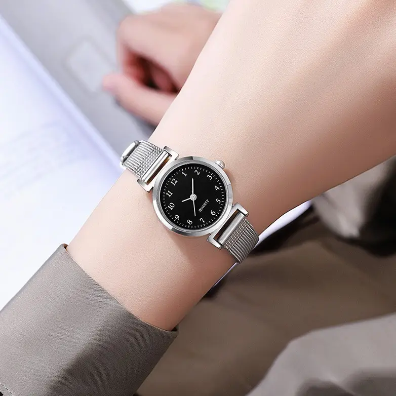 Women's Silver Mesh Watch with White Dial - Image 5