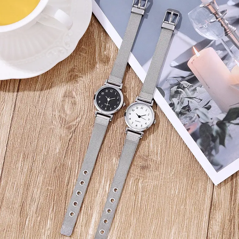 Women's Silver Mesh Watch with White Dial - Image 6