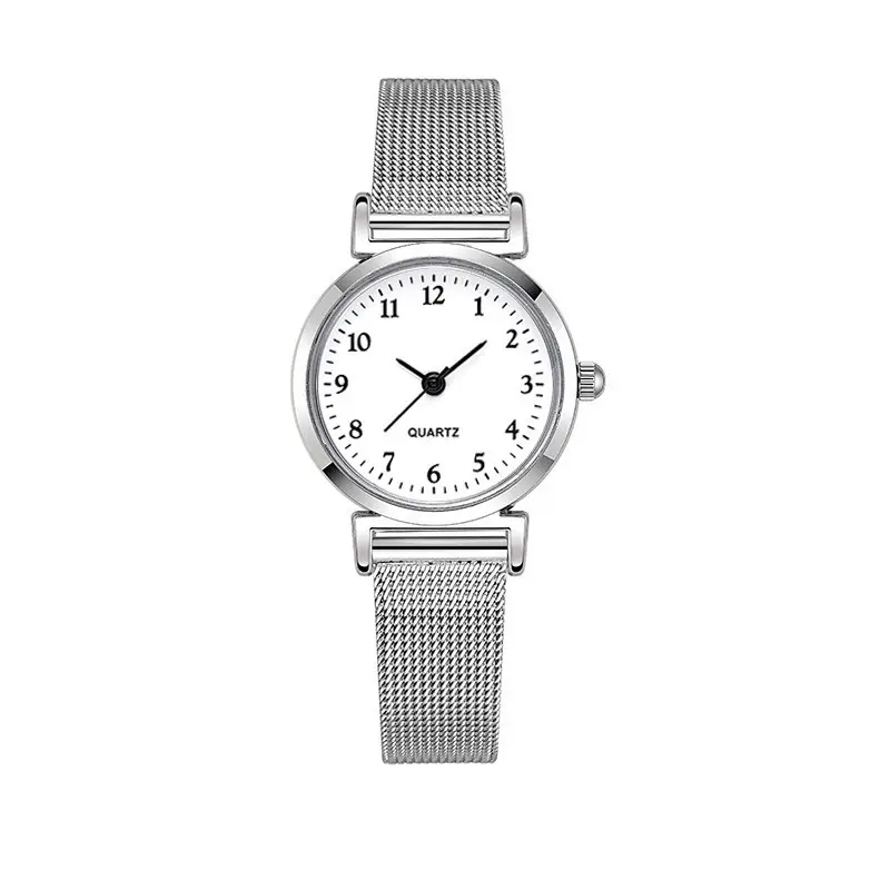 Women's Silver Mesh Watch with White Dial - Image 7