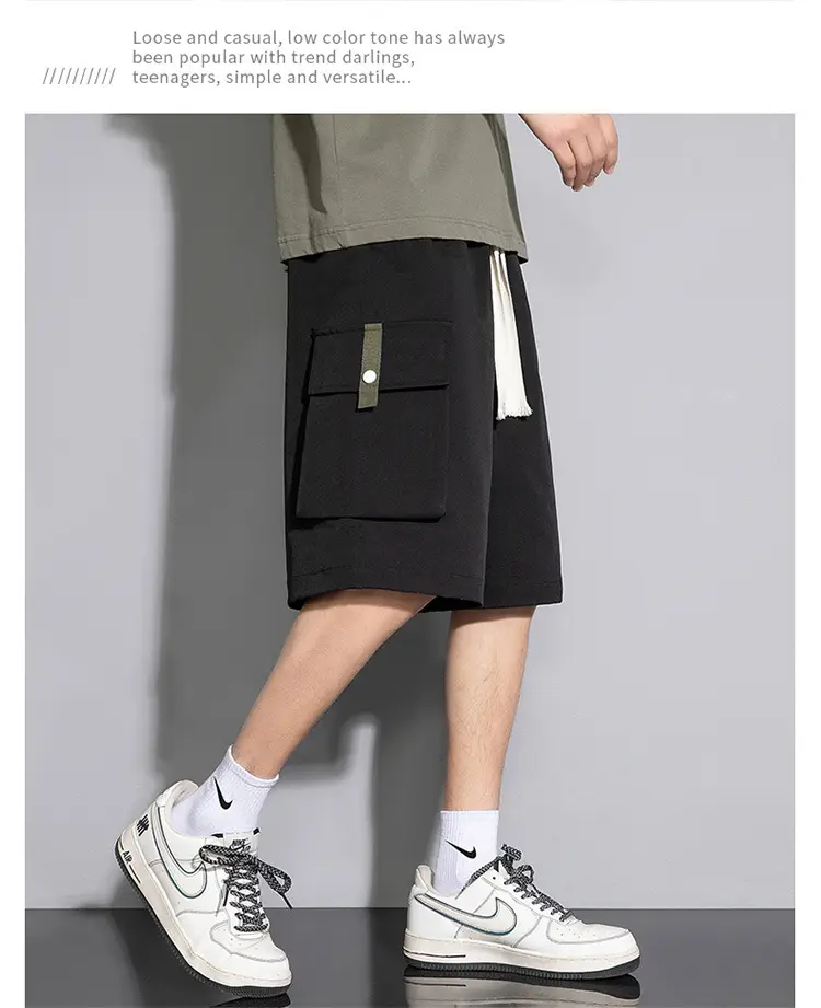 Men Ice Silk 5-Pc Shorts Beige Summer Wear — feature 11