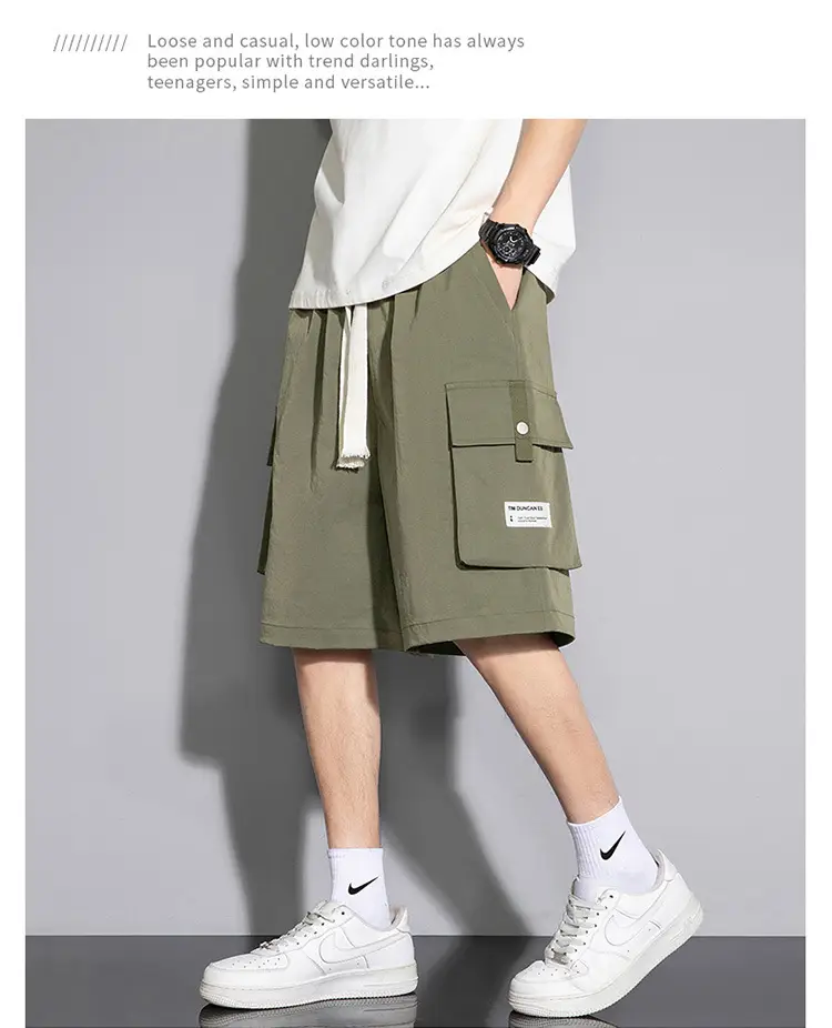 Men Ice Silk 5-Pc Shorts Beige Summer Wear — feature 14