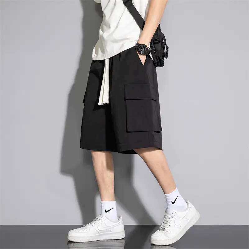 Men Ice Silk 5-Pc Shorts Beige Summer Wear - Image 4