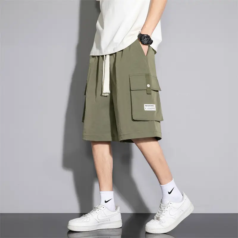 Men Ice Silk 5-Pc Shorts Beige Summer Wear - Image 8