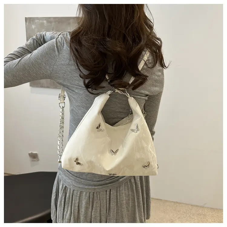 Blue Butterfly Embroidered Shoulder Tote Bag for Women — feature 19