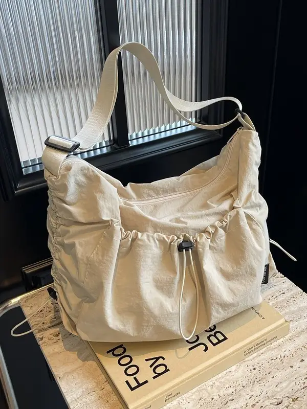 Women's Large Capacity Tan Nylon Tote Bag - Image 5