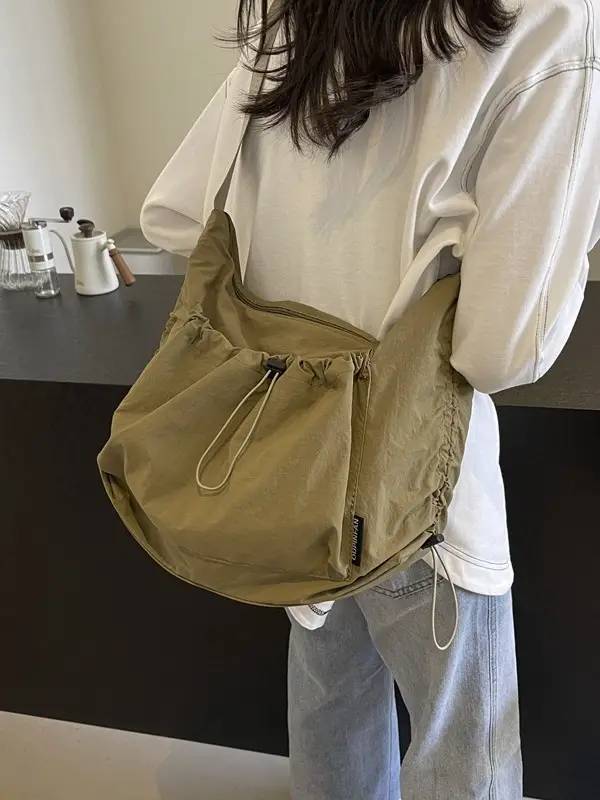 Women's Large Capacity Tan Nylon Tote Bag - Image 8