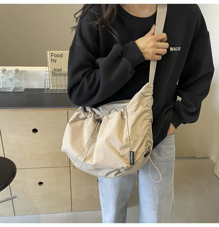 Women's Large Capacity Tan Nylon Tote Bag — feature 18