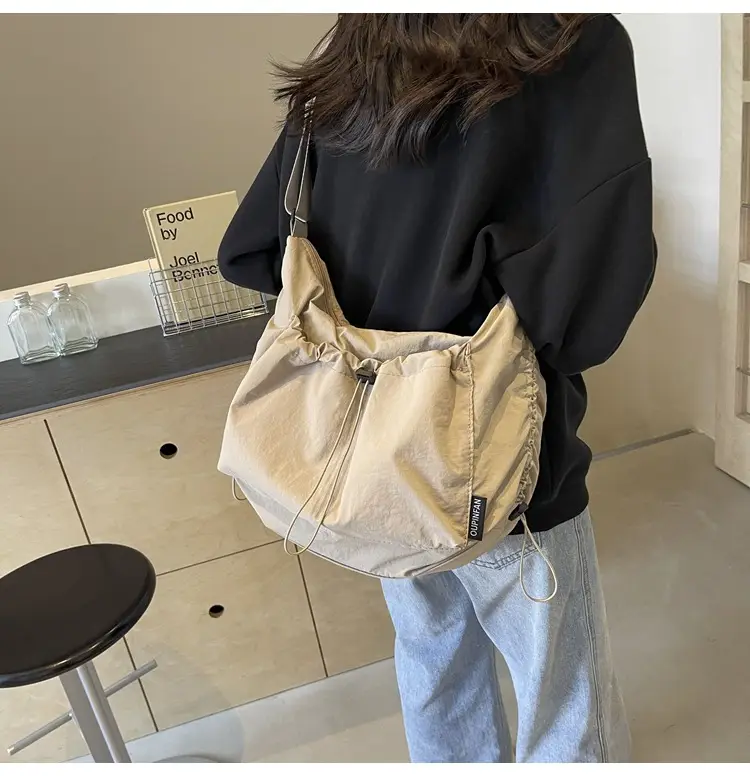Women's Large Capacity Tan Nylon Tote Bag — feature 19