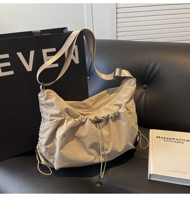Women's Large Capacity Tan Nylon Tote Bag — feature 36