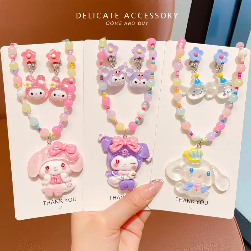 Cute Cartoon Necklace for Girls Colorful Beaded Pendant