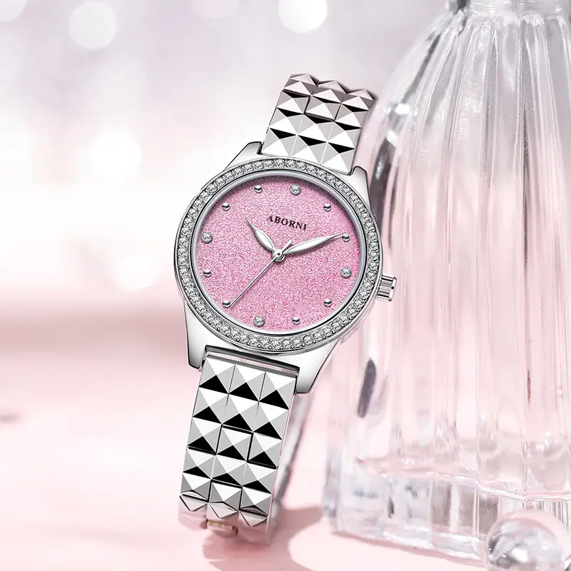 Asian Platinum Women's Watch with Luminous Diamond Band - Image 3