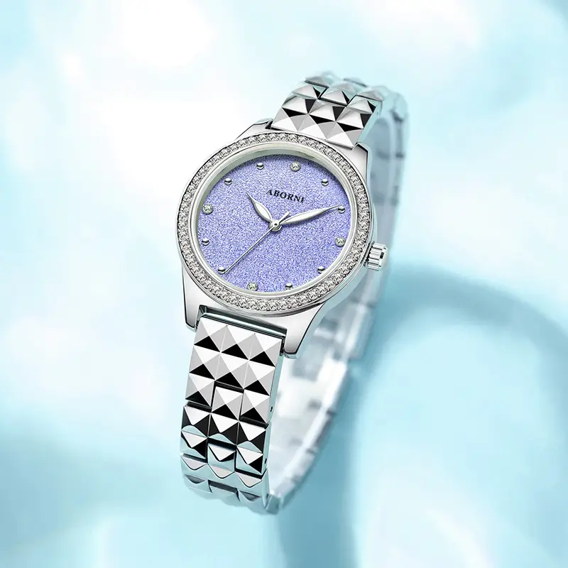 Asian Platinum Women's Watch with Luminous Diamond Band - Image 4