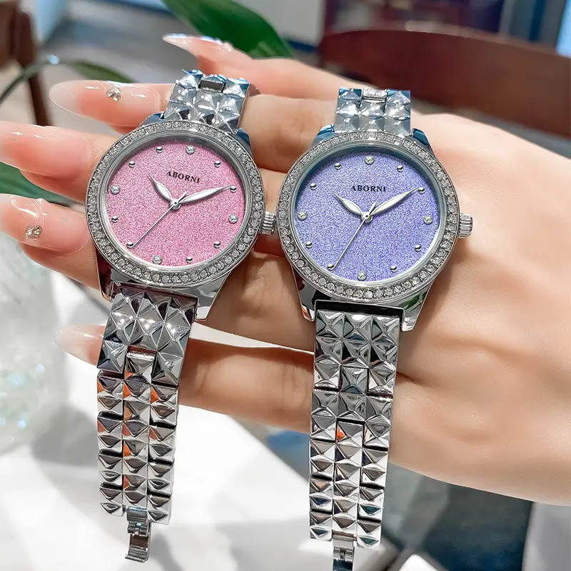 Asian Platinum Women's Watch with Luminous Diamond Band - Image 5