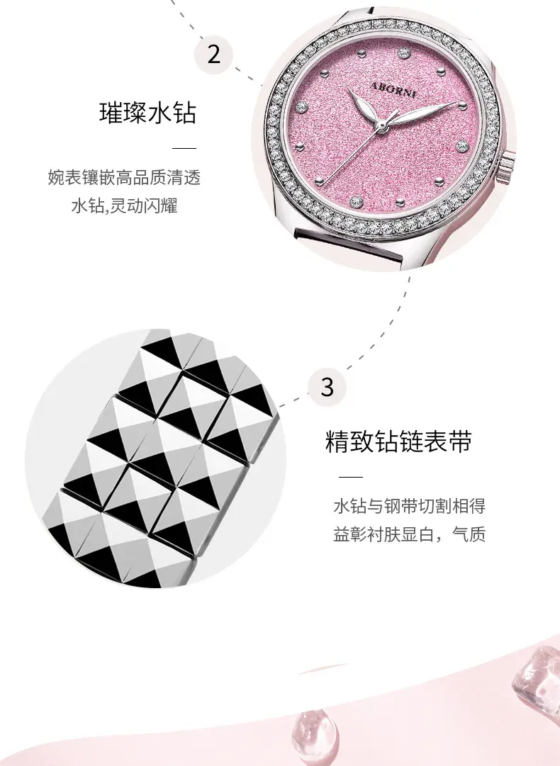 Asian Platinum Women's Watch with Luminous Diamond Band — feature 13