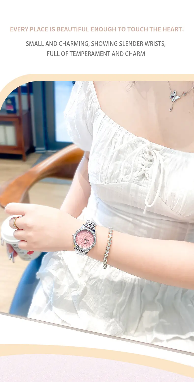 Asian Platinum Women's Watch with Luminous Diamond Band — feature 18