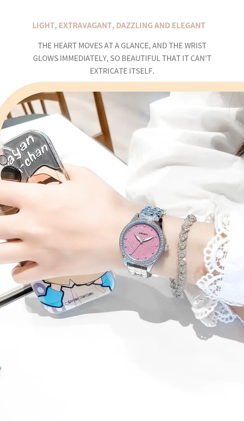Asian Platinum Women's Watch with Luminous Diamond Band — feature 19