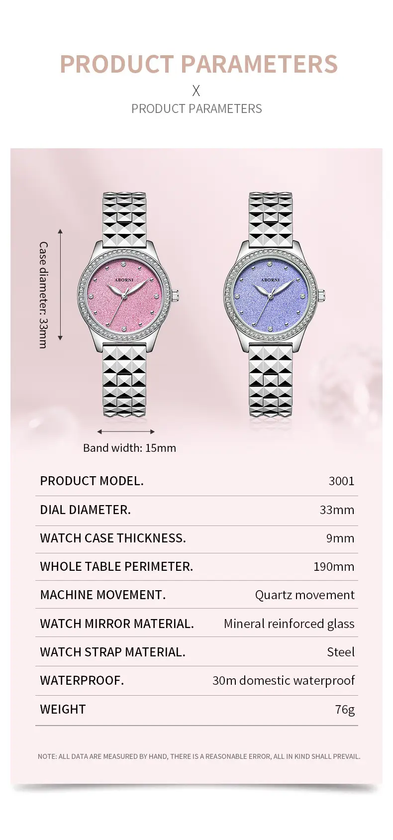 Asian Platinum Women's Watch with Luminous Diamond Band — feature 20