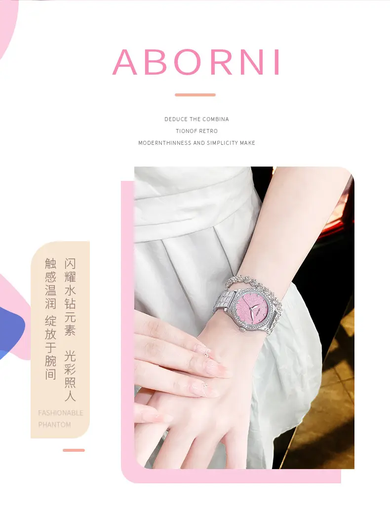 Asian Platinum Women's Watch with Luminous Diamond Band — feature 3