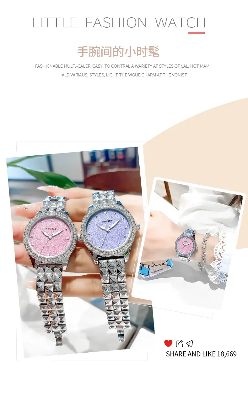 Asian Platinum Women's Watch with Luminous Diamond Band — feature 5