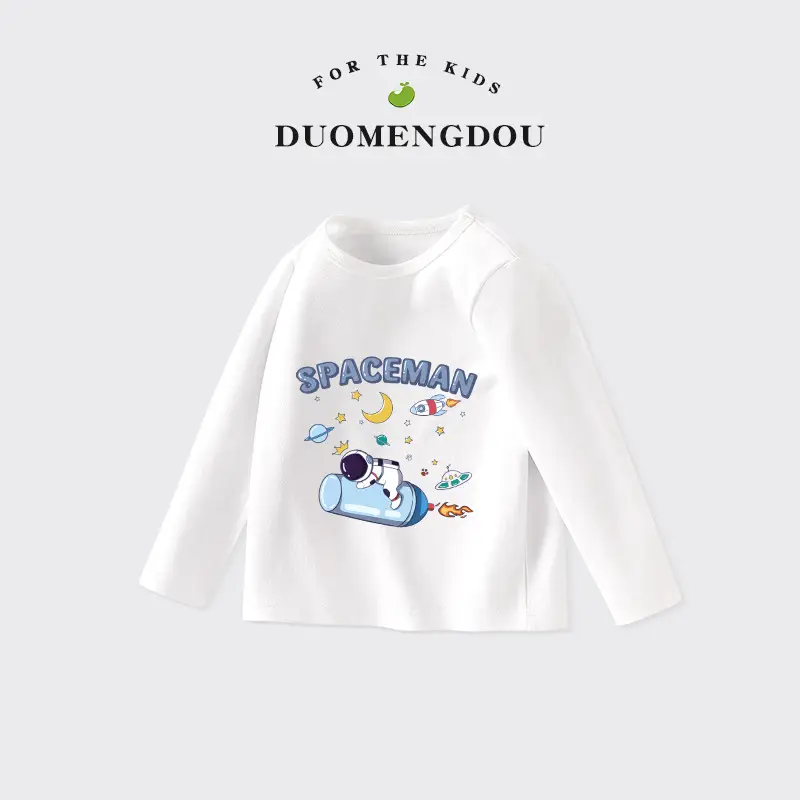 Duomengdou Kids Boys Cotton Long Sleeve T-Shirt White - Image 7