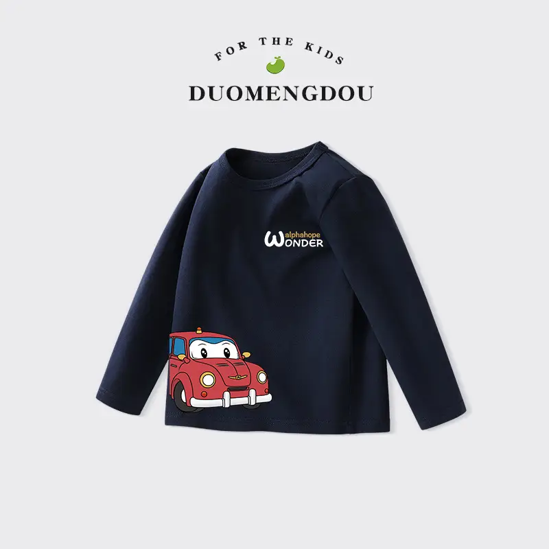 Duomengdou Kids Boys Cotton Long Sleeve T-Shirt White - Image 9