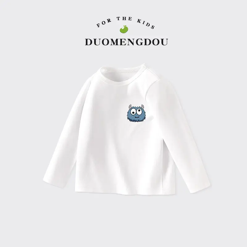 Duomengdou Kids Boys Cotton Long Sleeve T-Shirt White - Image 12