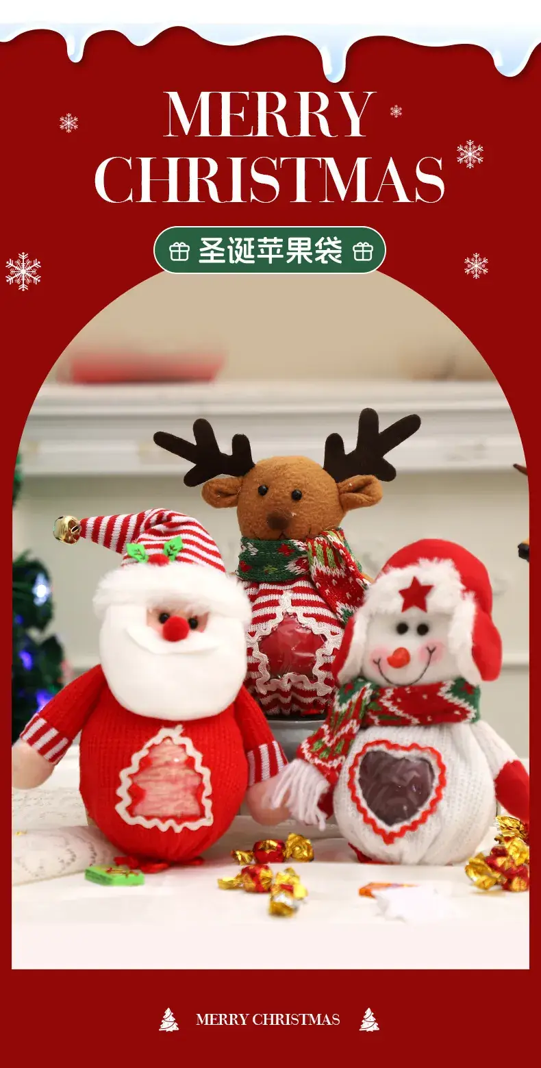 Christmas Apple Bag with Faux Fur Handle — feature 1