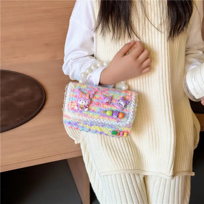 Girls Cartoon Pearl Shoulder Bag with Chain - Image 14