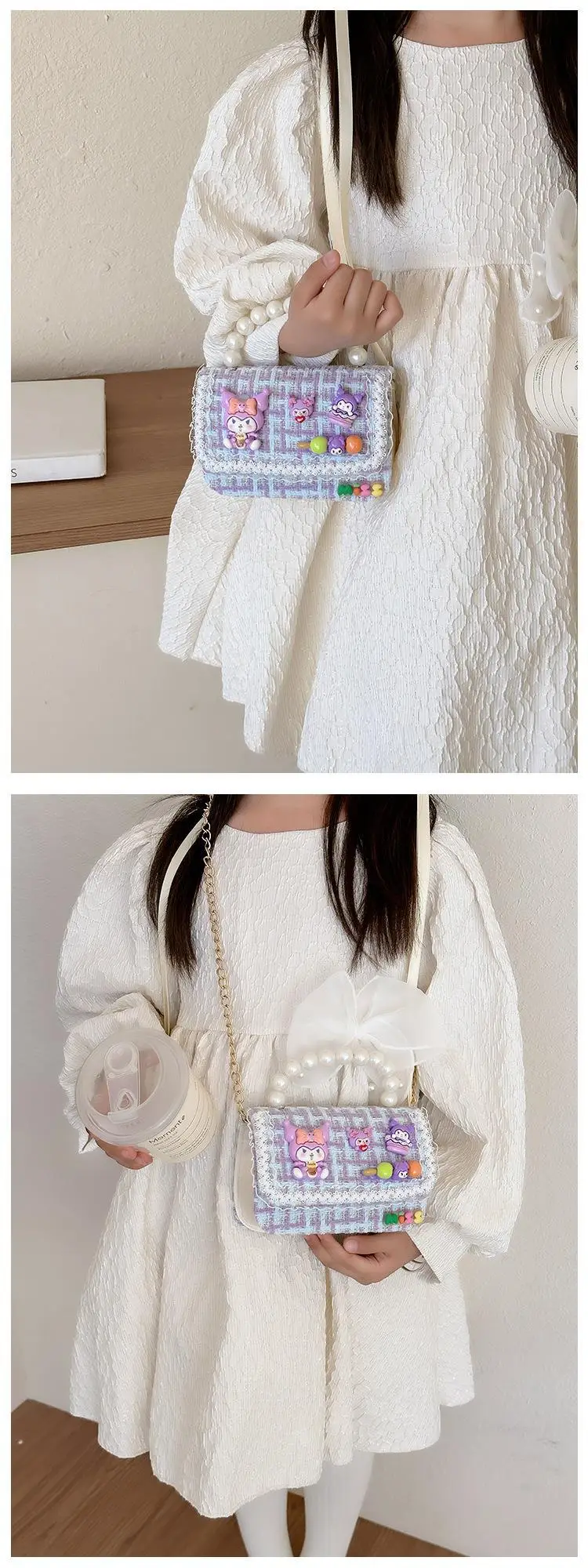 Girls Cartoon Pearl Shoulder Bag with Chain — feature 10