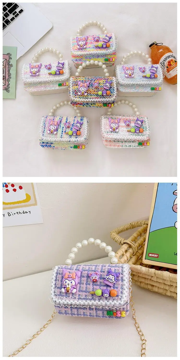 Girls Cartoon Pearl Shoulder Bag with Chain — feature 13