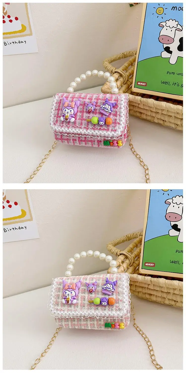 Girls Cartoon Pearl Shoulder Bag with Chain — feature 15
