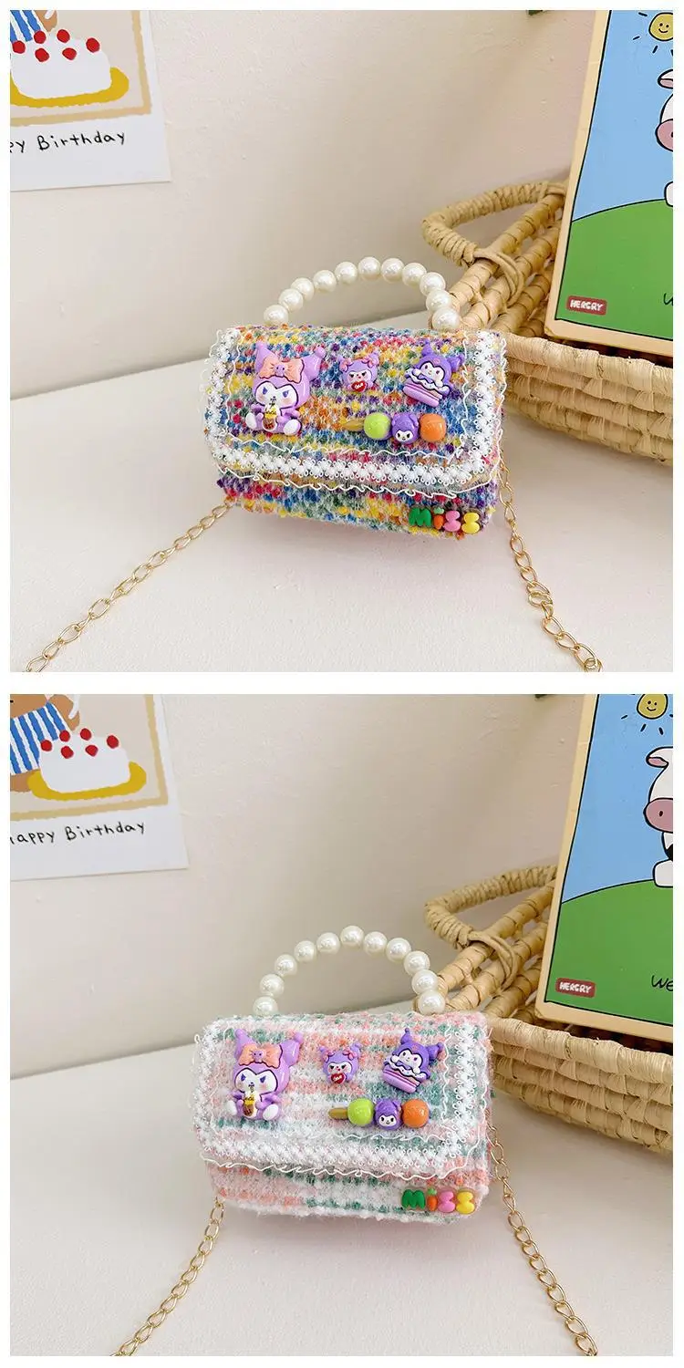 Girls Cartoon Pearl Shoulder Bag with Chain — feature 17