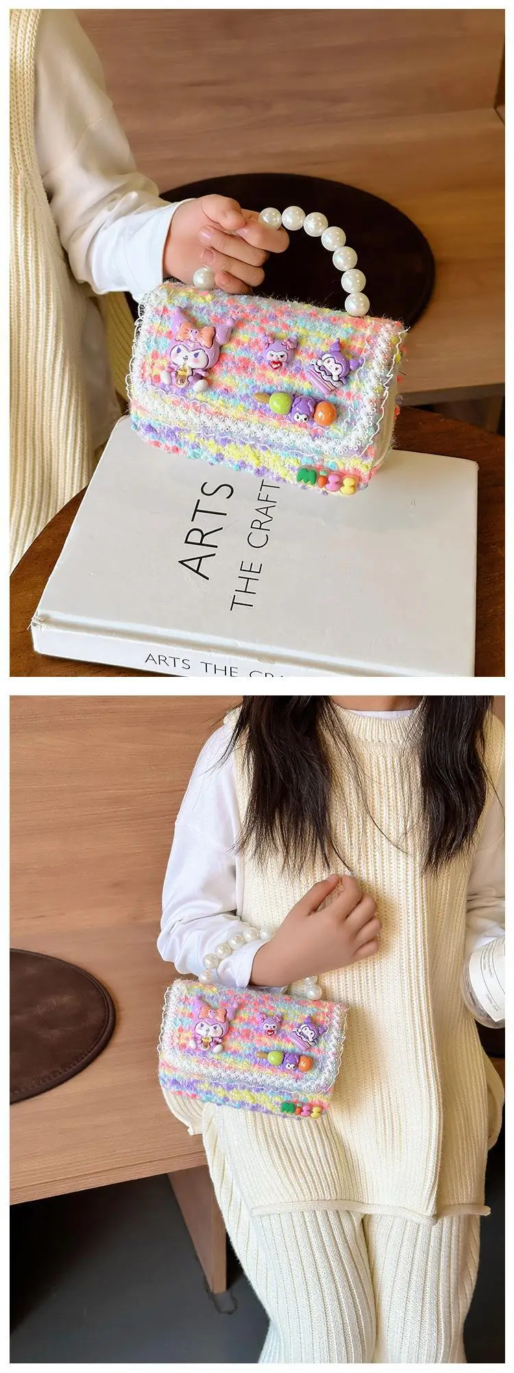 Girls Cartoon Pearl Shoulder Bag with Chain — feature 4