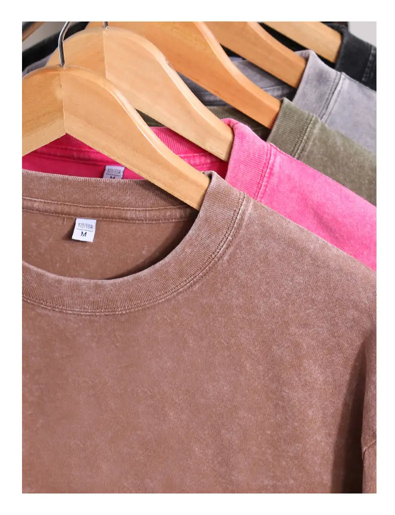 Men Vintage Washed Cotton T-Shirt Brown — feature 24