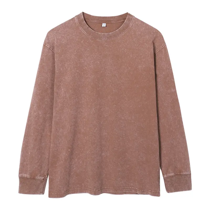 Men Vintage Washed Cotton T-Shirt Brown - Image 5