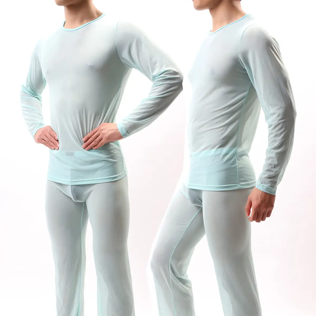 Purple Long Sleeve Mesh T-Shirt for Men