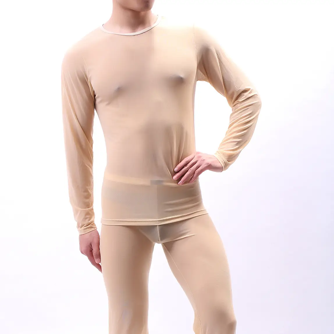 Purple Long Sleeve Mesh T-Shirt for Men — feature 28