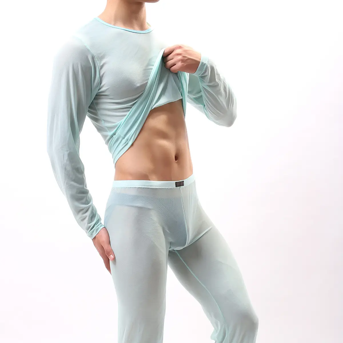 Purple Long Sleeve Mesh T-Shirt for Men