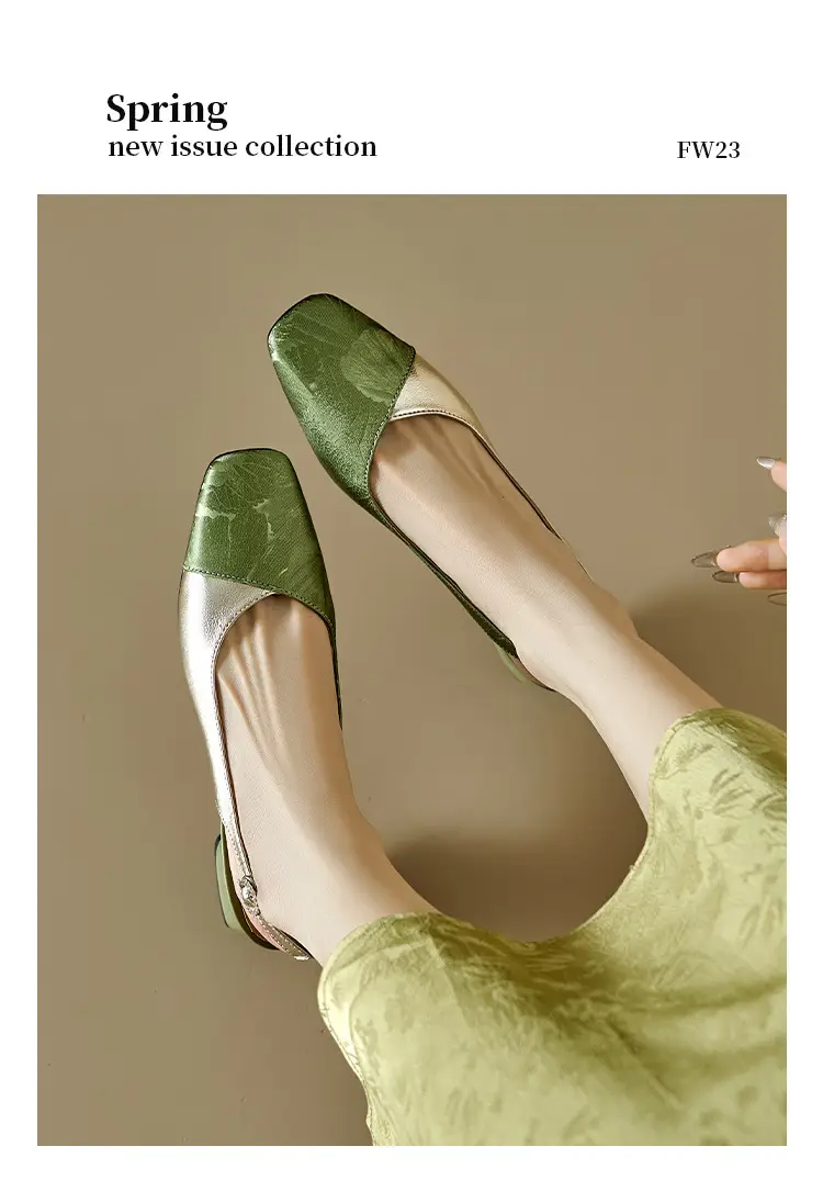 Vintage Printed New Chinese Style Square Toe Baotou Sandals Women's Thick Heel 2024 Summer New Middle Heel Single-layer Shoes — feature 3