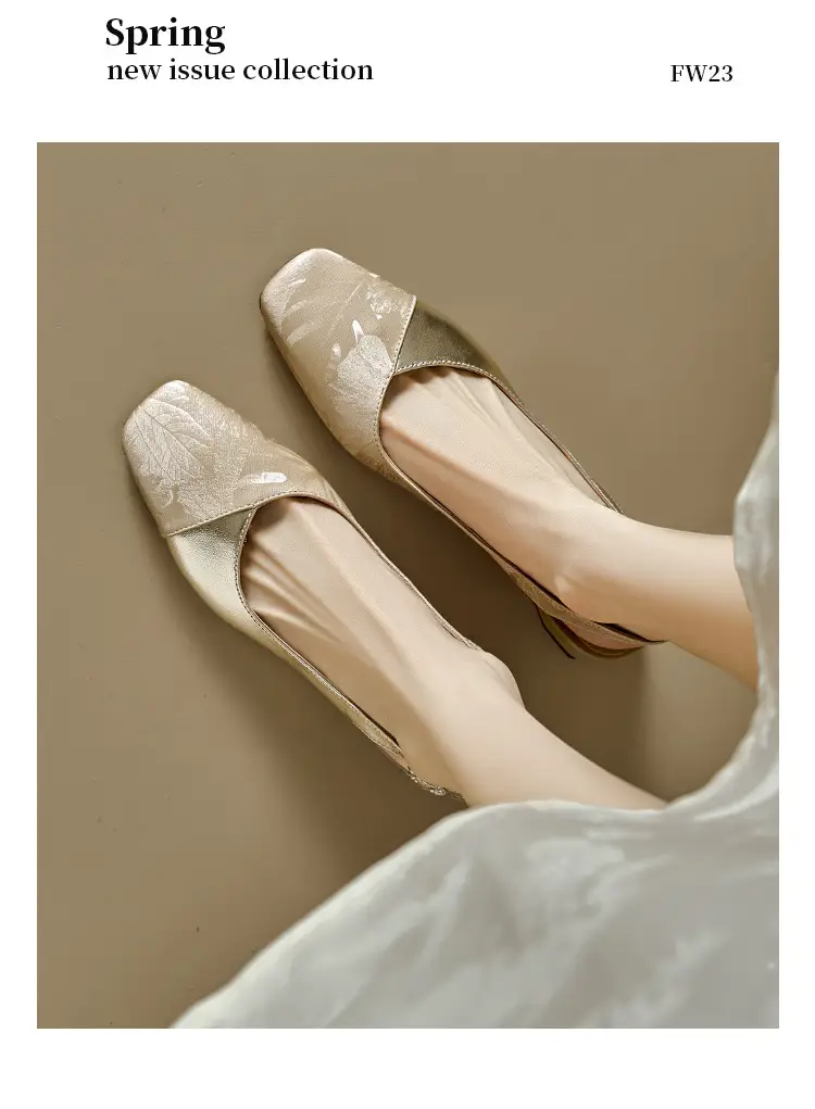 Vintage Printed New Chinese Style Square Toe Baotou Sandals Women's Thick Heel 2024 Summer New Middle Heel Single-layer Shoes — feature 9