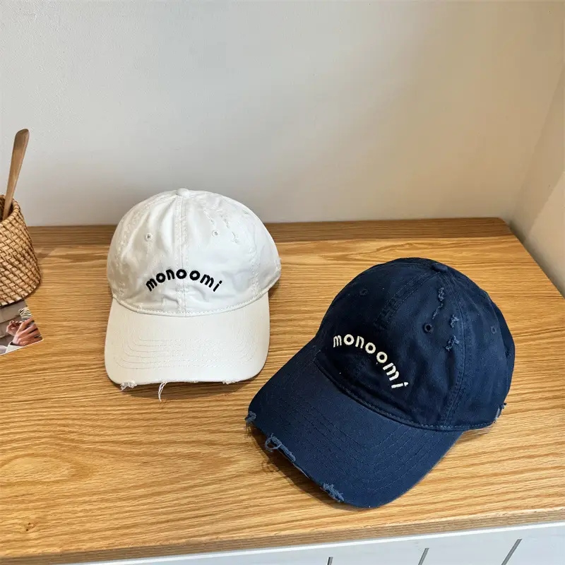 Black Washed Baseball Cap with Letter Embroidery for Men - Image 4