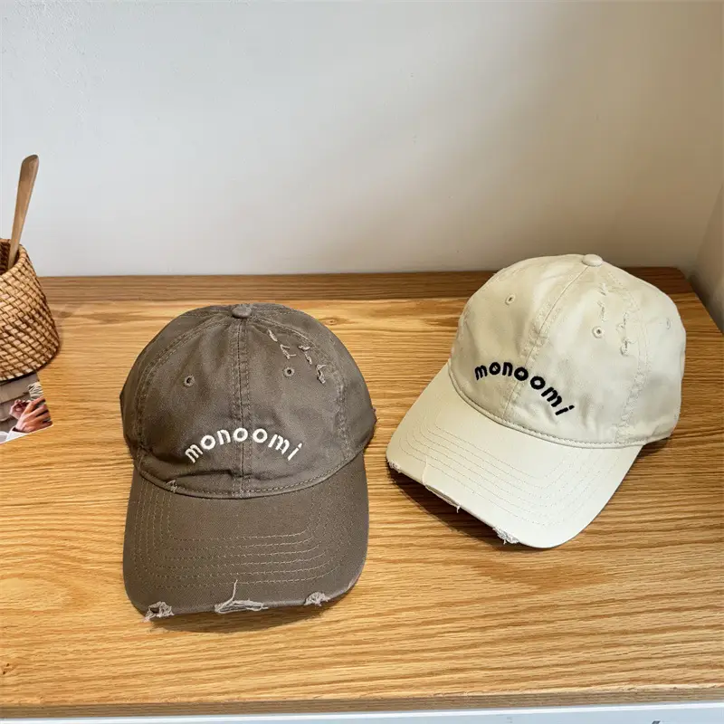 Black Washed Baseball Cap with Letter Embroidery for Men - Image 5