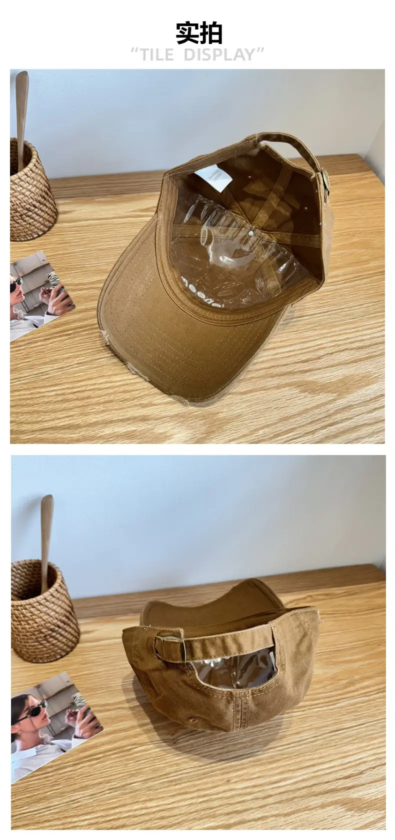 Black Washed Baseball Cap with Letter Embroidery for Men — feature 6