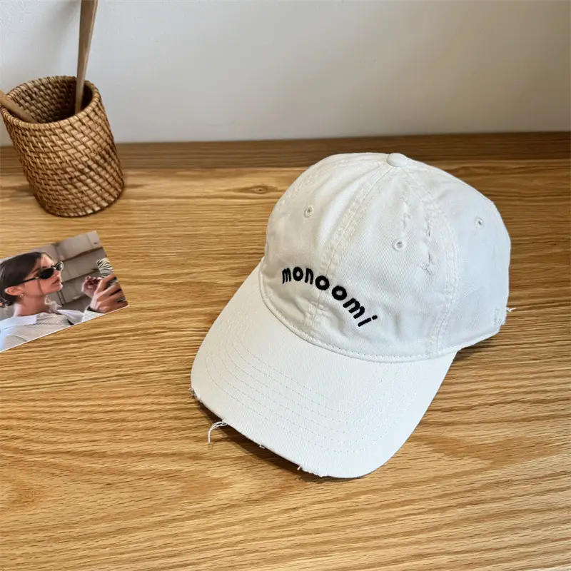 Black Washed Baseball Cap with Letter Embroidery for Men - Image 2