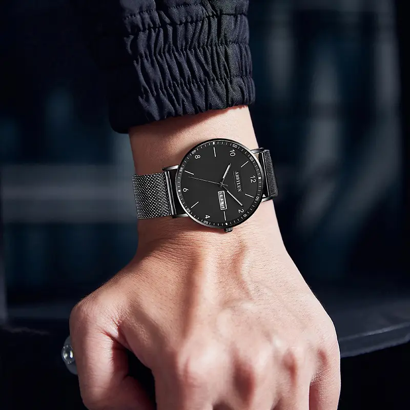 Men's Starry Sky Luminous Quartz Watch with Mesh Belt