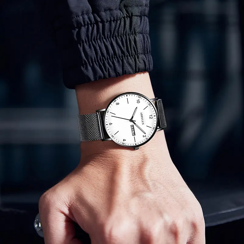 Men's Starry Sky Luminous Quartz Watch with Mesh Belt