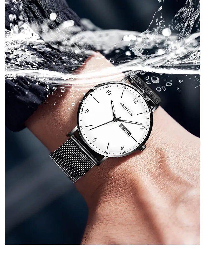 Men's Starry Sky Luminous Quartz Watch with Mesh Belt — feature 3