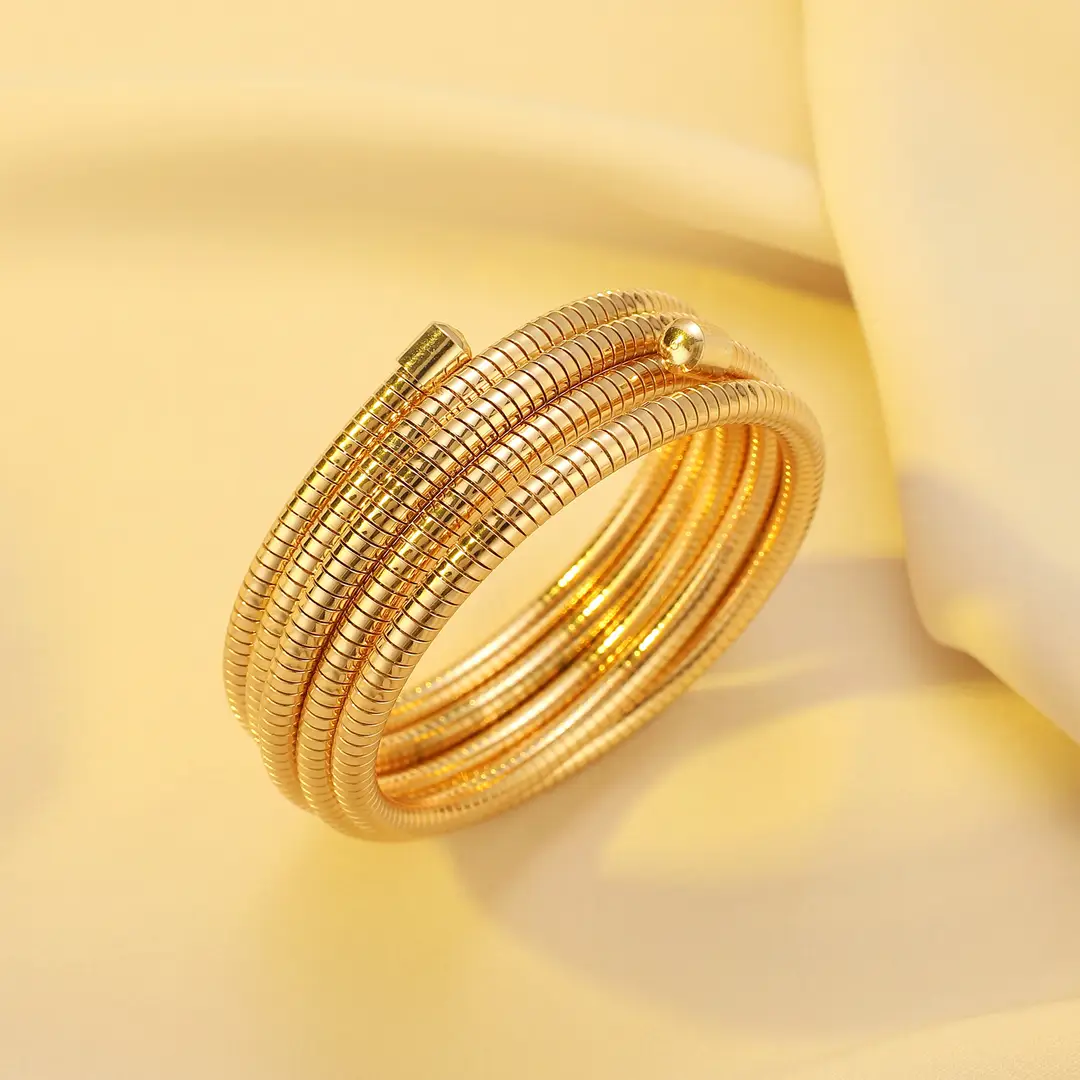 European and American Exaggerated Personality Wide-brimmed Spring Bracelet Women's Spiral Stripe Geometric Snake Chain Bracelet Cross-border Jewelry — feature 11
