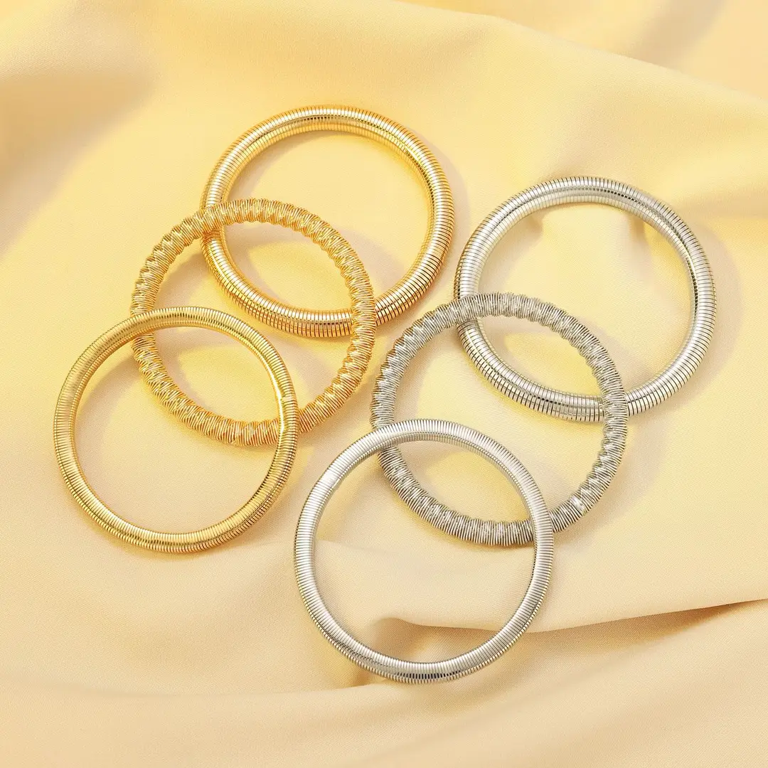European and American Exaggerated Personality Wide-brimmed Spring Bracelet Women's Spiral Stripe Geometric Snake Chain Bracelet Cross-border Jewelry — feature 15